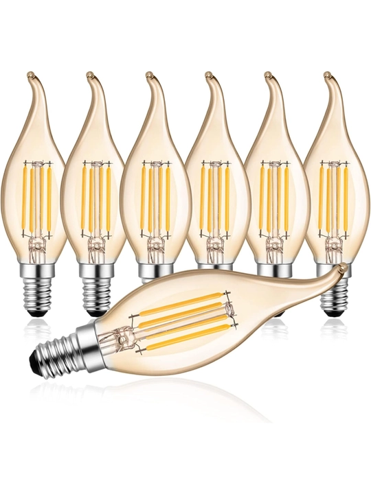LED filament lampa TESS C35, Patron E14, 5W, sham dekorativ lyustra uchun 2700K-sariq rang