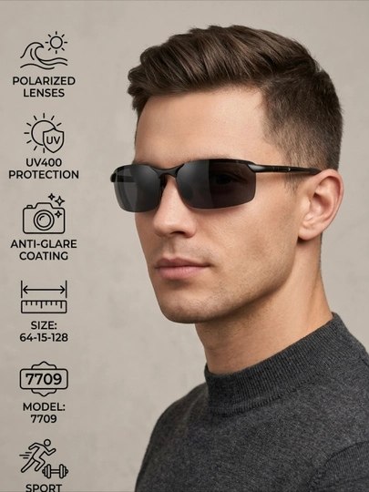 Спортивные очки солнцезащитные поляризационные UV400 для бега, велосипеда и рыбалки — COCOMUJ-2026SPRT1-БОРДОВ