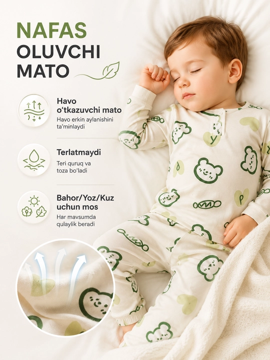 O'g'il va qiz bolalar pijamalari, 0 -2 yosh uchun, bolalar uyqu va uy kiyimi