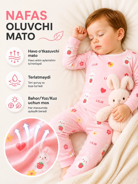 O'g'il va qiz bolalar pijamalari, 0 -2 yosh uchun, bolalar uyqu va uy kiyimi