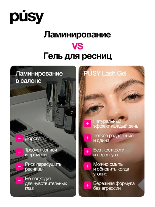 PUSY Термогель для ресниц Black, 5 мл