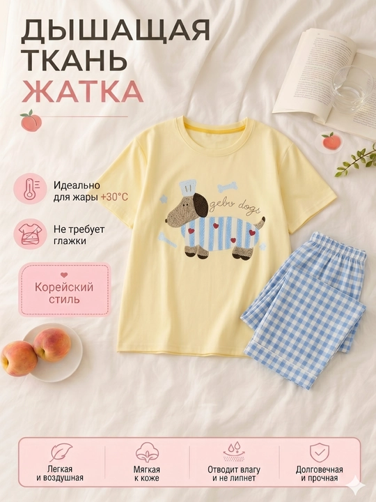 Ayollar va qizlar uchun pijamalar, ikkilik, uy uchun futbolka va shimlar, 2 ga 1, malomerka