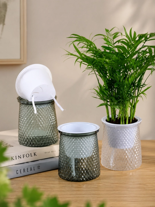 Aqlli kashpo, avtomatik sug‘orish tuvakchasi, plastik gul tuvakchasi, 10,5x12 sm