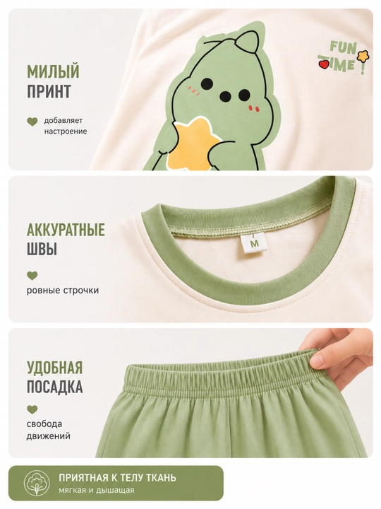 Пижама для женщин и девушек, двойка, футболка и шорты для дома