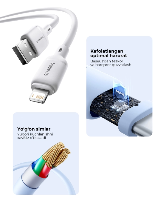 Kabel Baseus Silky USB-A to Lightning, 3A, 1 metr