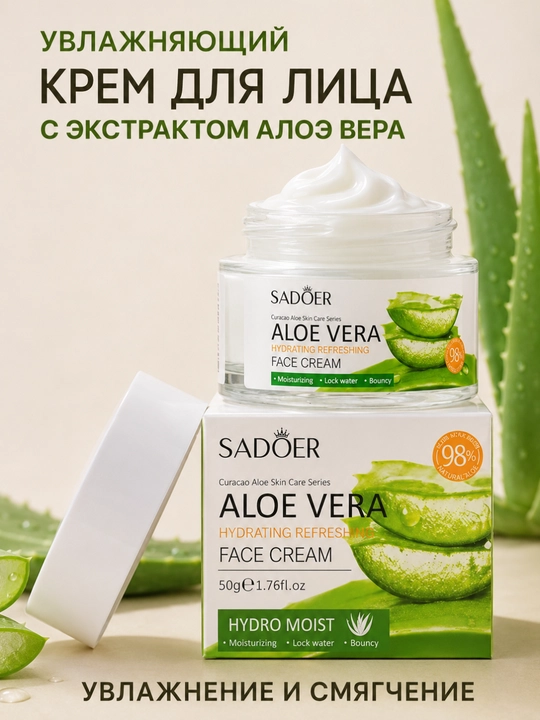 Крем для лица Sadoer Aloe Vera Hydrating Refresh, увлажняющий - 