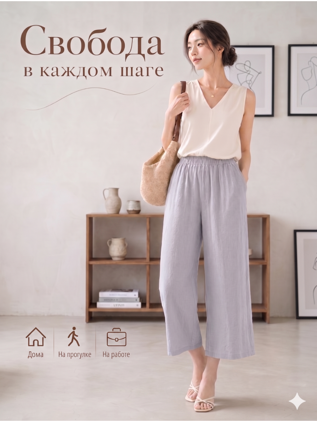 Ayollar kyulot shimlari, baland bel, keng fason, yozgi, S-L