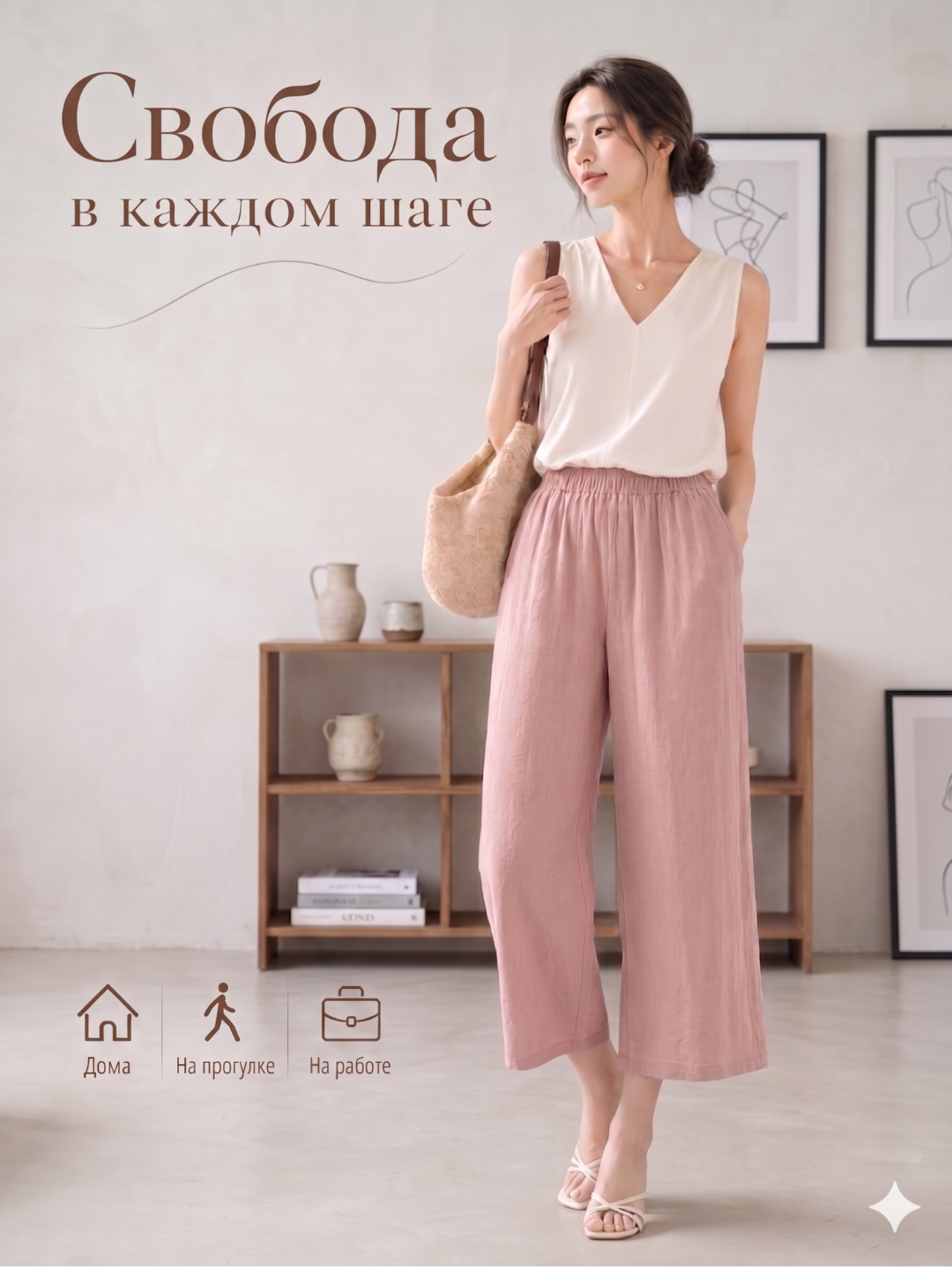 Ayollar kyulot shimlari, baland bel, keng fason, yozgi, S-L