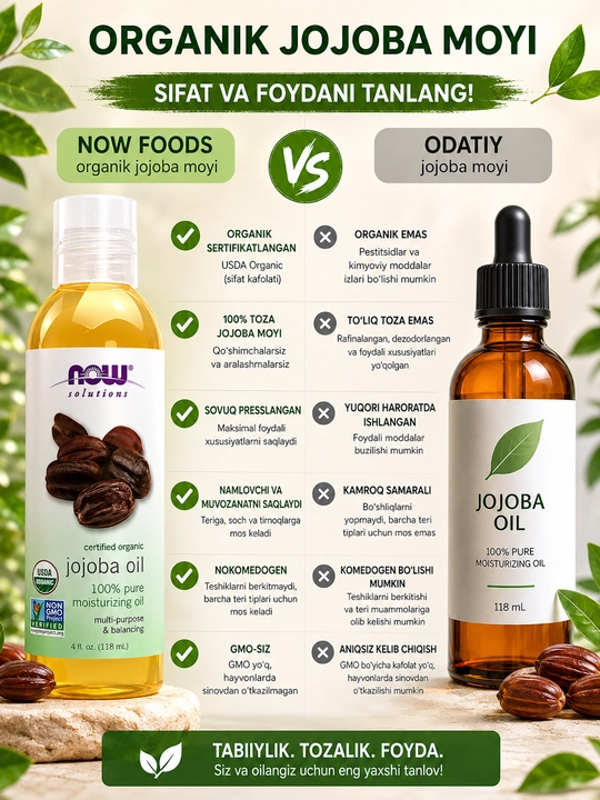 NOW Foods, Solutions, сертифицированное органическое (на выбор) масло жожоба