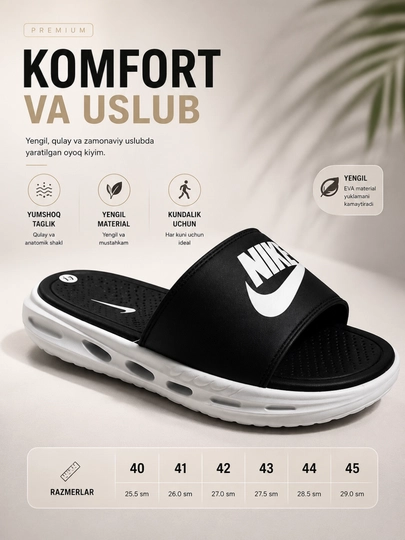 Шлёпанцы Nike, ON Slide мужские, лёгкие и удобные, повседневные, летние — 1113333-ONNIKE-УГОЛЬН-41