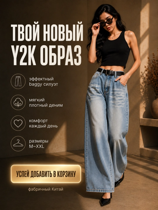 Женские джинсы багги, Y2K, широкие, классика, корейский стиль, отличная посадка