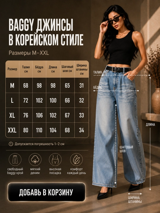 Женские джинсы багги, Y2K, широкие, классика, корейский стиль, отличная посадка