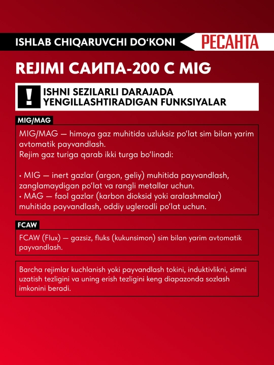 SAIPA-200C MIG/MAG payvandlash yarim avtomati Resanta art. 65/56