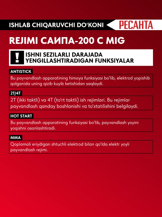 SAIPA-200C MIG/MAG payvandlash yarim avtomati Resanta art. 65/56
