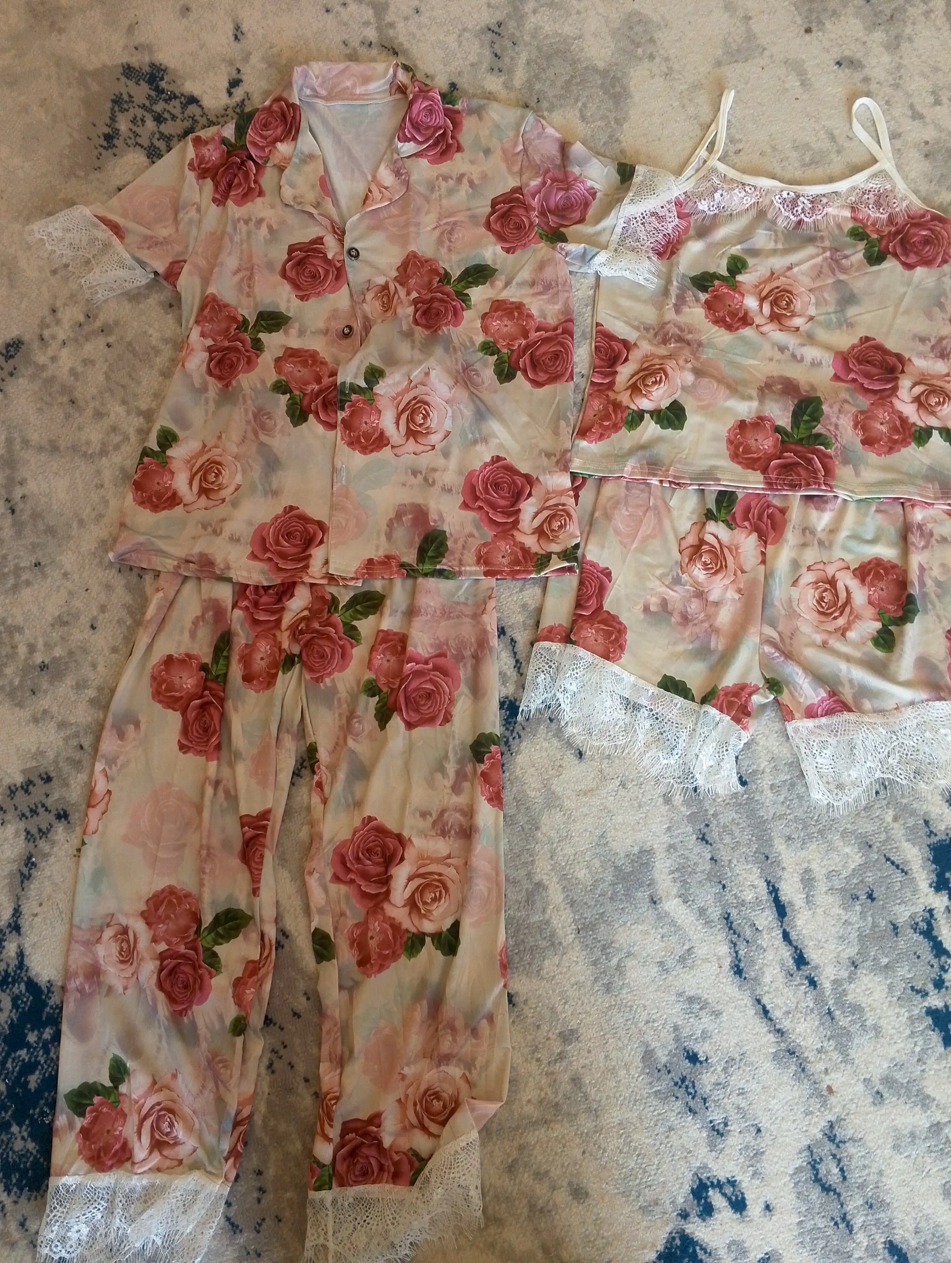 Ayollar pijama komplekt, uy uchun 4 tasi 1 da