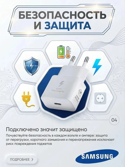 Samsung Adapter 25W – tez zaryadlovchi, quvvat bloki