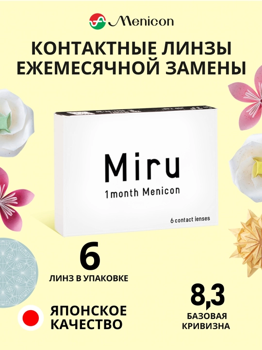 Kontaktli linzalar MIRU 1 Month Menicon (6 linzali qadoqlash) - 