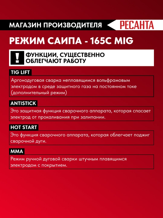 Resanta SAIPA-165S yarim avtomatik payvandlash apparati (art. 65/8)