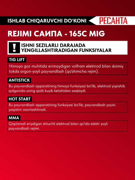 Resanta SAIPA-165S yarim avtomatik payvandlash apparati (art. 65/8)