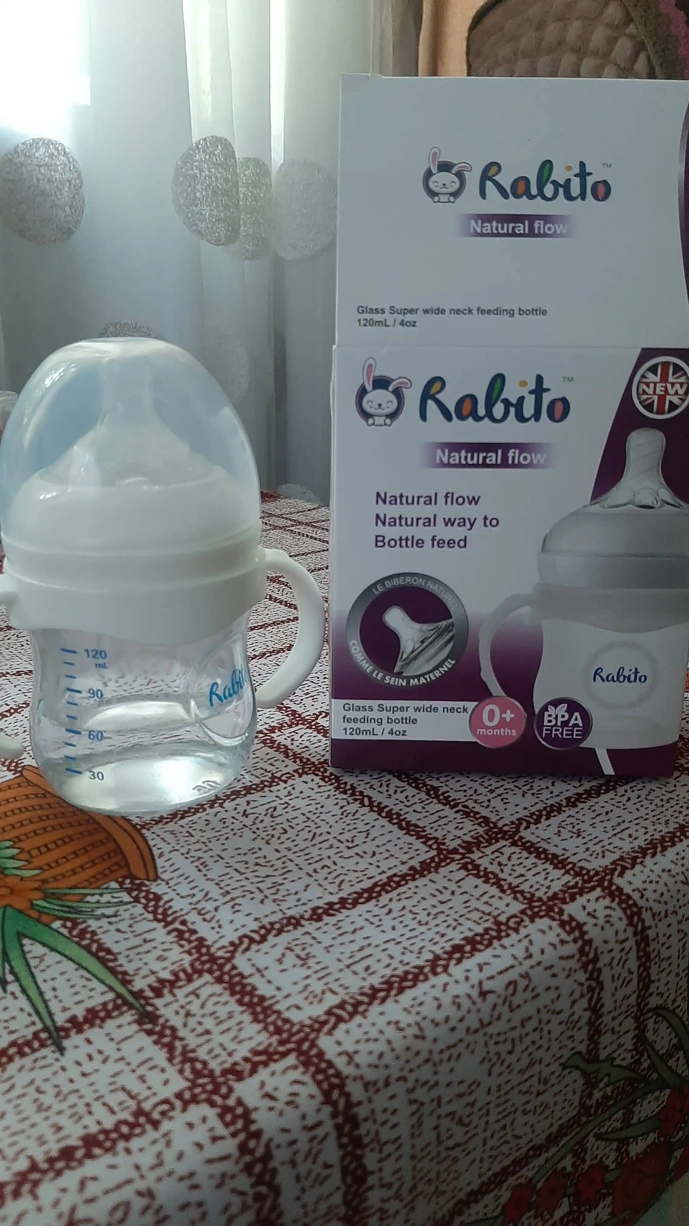 Bolalar oziqlantirish uchun shisha, tutqich bilan, 240, 120 ml