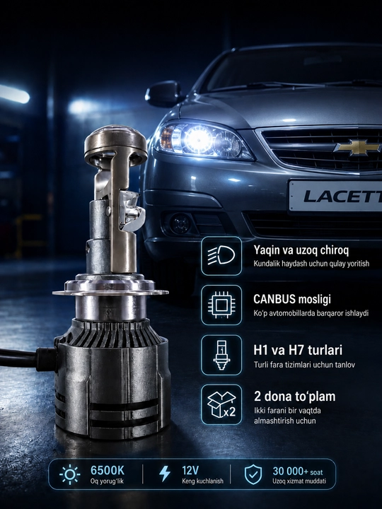 LED лампы Zimmer A800 H11/H7 Mini Lens для авто, ближний/дальний свет CANBUS