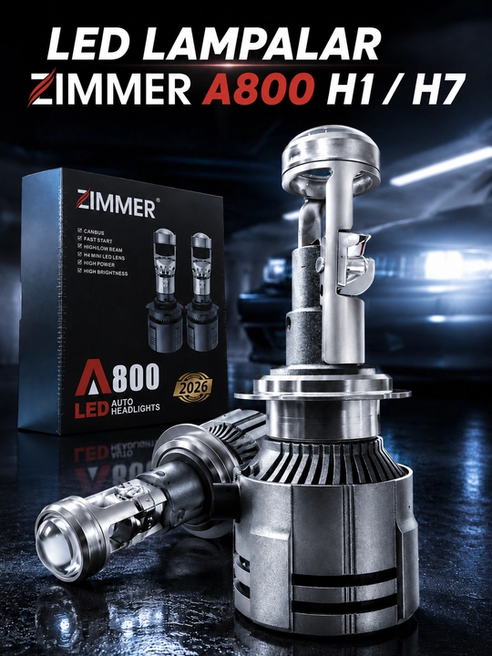 Zimmer A800 H11/H7 LED avto chiroqlari, linzali, yaqin/uzoq yorug‘lik, CANBUS - 