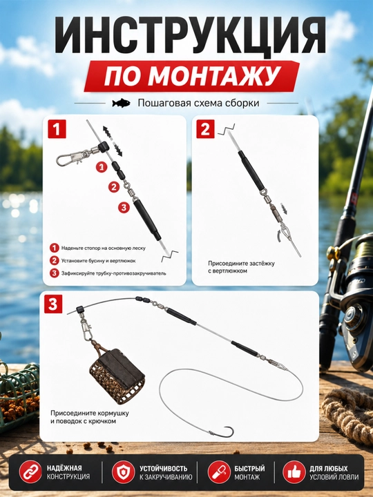 Готовый карповый монтаж-поводок