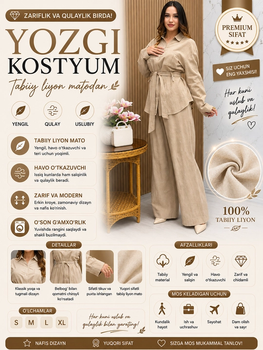 Комплекты, для девочек, из лёна, рубашка и брюки, двойка