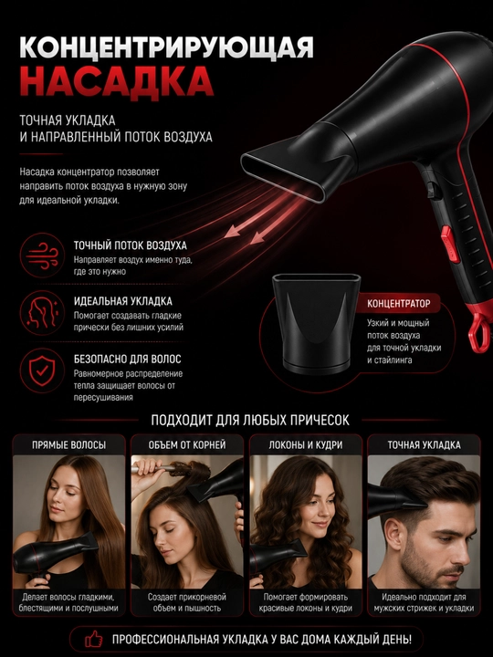 Professional soch quritgich fen 3000W kuchli havo оqimi