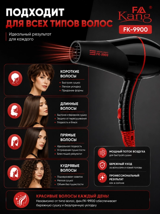 Professional soch quritgich fen 3000W kuchli havo оqimi