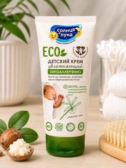 Крем детский увлажняющий Солнце и Луна ECO 0+, 75 мл — SOLNLUN-СИЛ0002