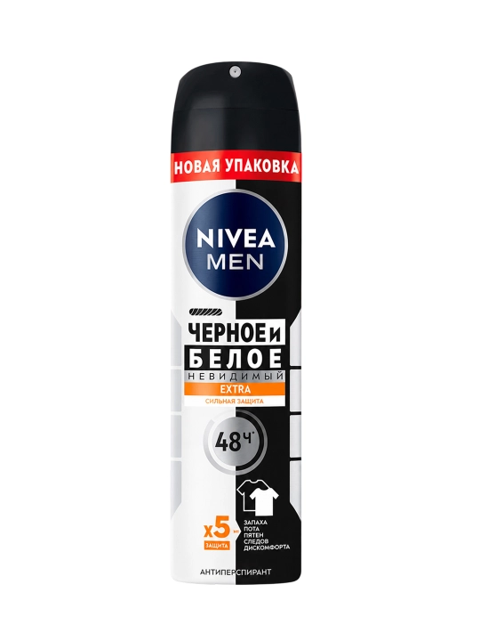 Antiperspirant Nivea Men Extra erkaklar uchun qora va oq, 150 ml