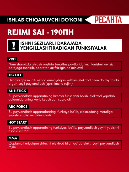 Сварочный аппарат инверторный САИ-190ПН Ресанта арт. 65/19