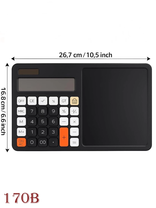12 xonali quyoshli kalkulyator katta displeyli Power Business Office Finance, qora