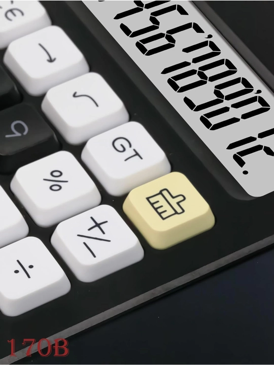 12 xonali quyoshli kalkulyator katta displeyli Power Business Office Finance, qora