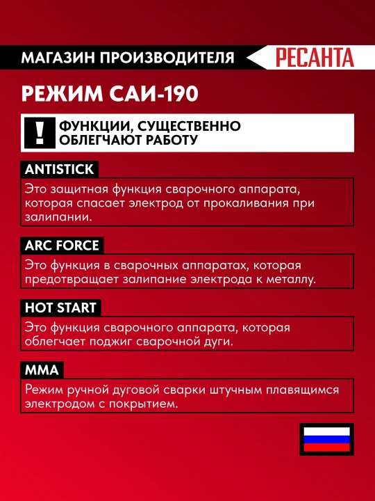 Сварочный аппарат инверторный САИ-190 Ресанта арт. 65/2