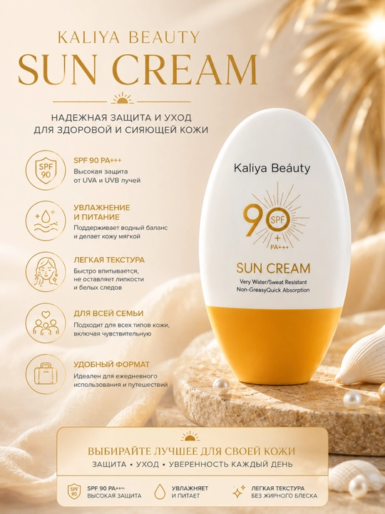 Kaliya Beauty SPF 90+ Sun Cream — солнцезащитный крем для лица и тела