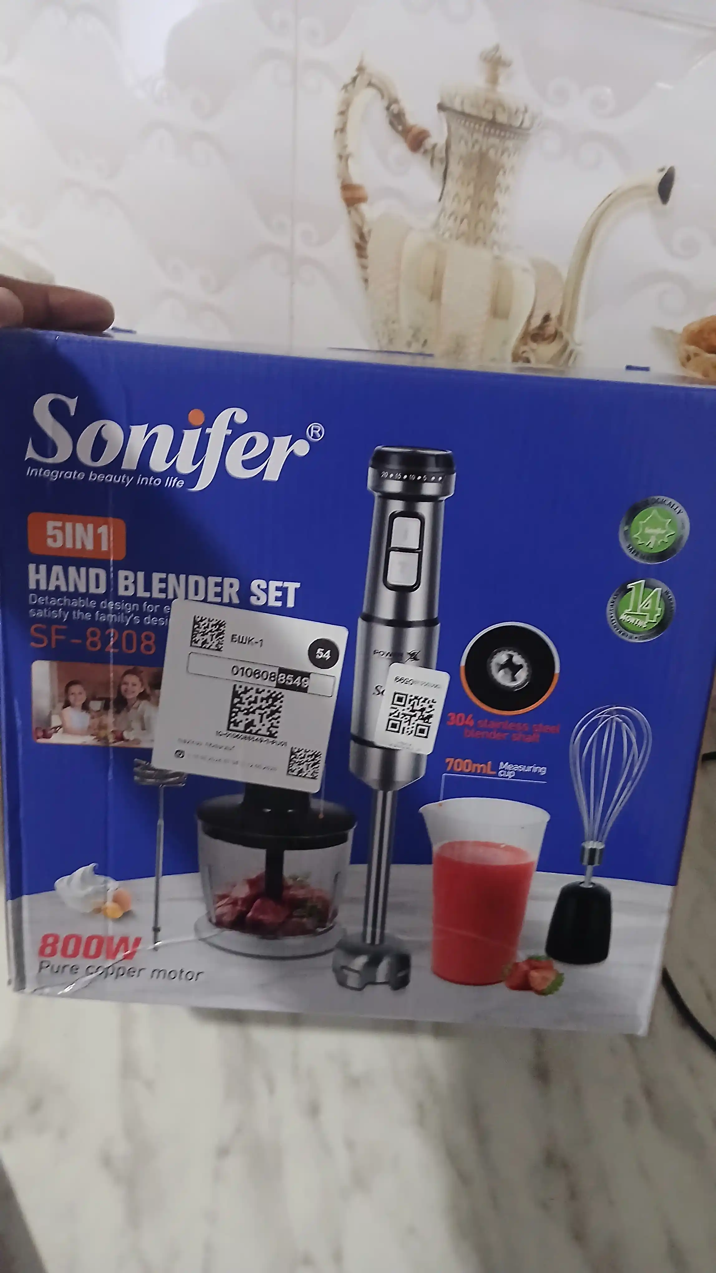 Blender qo'lda, piyola bilan, ko'p funktsiyali 5 tasi 1 da Sokany,nozullar sovg'a sifatida