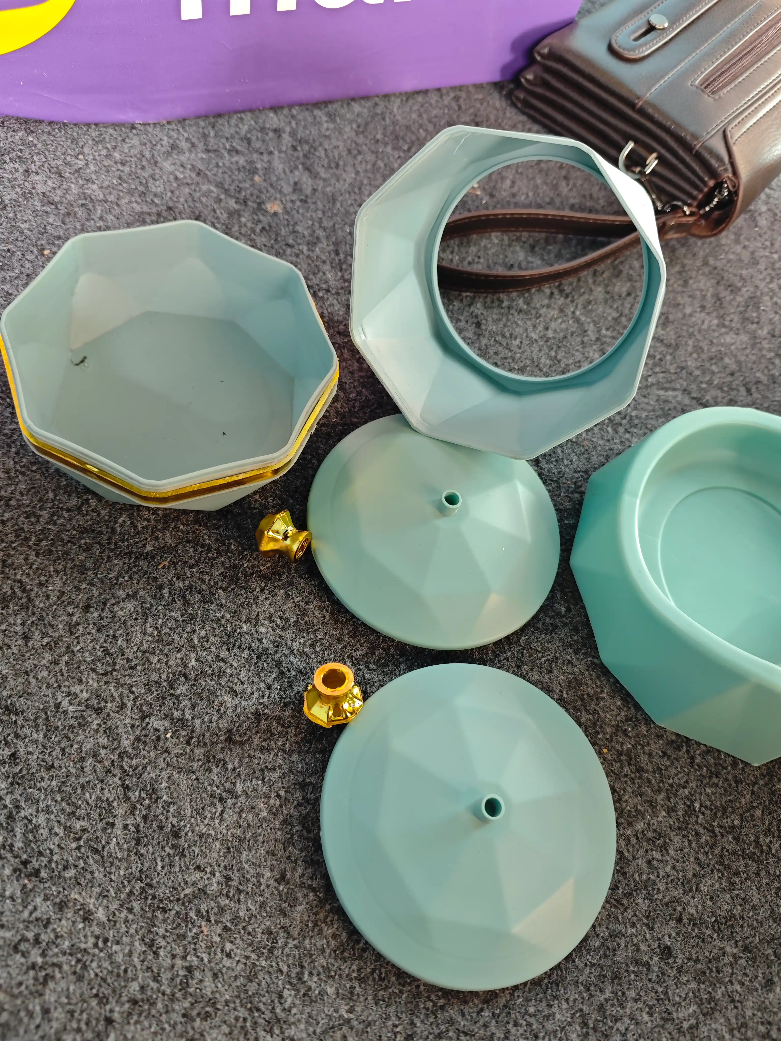 Akril va plastmassadan tayyorlangan idishi ziravorlarni saqlash to'plami, to'plami 3,2,1 d