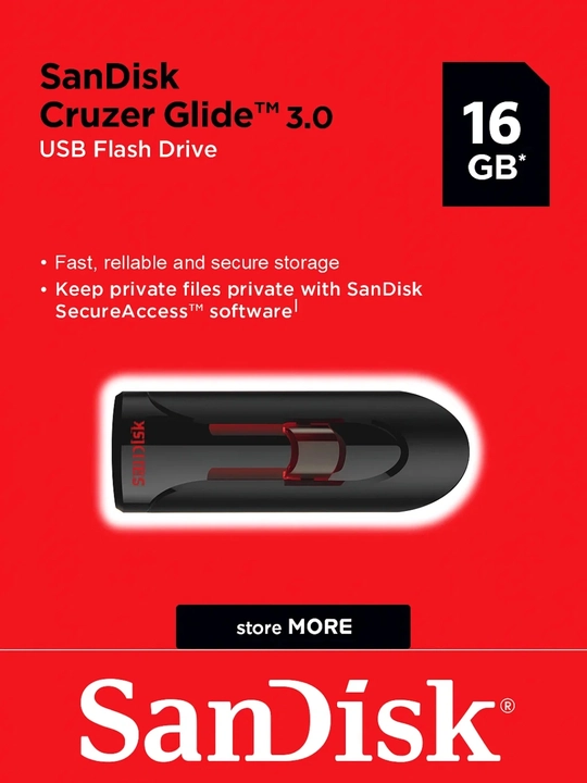 SANDISK CRUZER GLIDE 3.0 (ORG) – 16/32/64/128GB tezkor USB fleshka