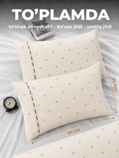 Ikki kishilik, pastel ranglar, kurjavali itoycha pastel choyshab, yostiq jildi