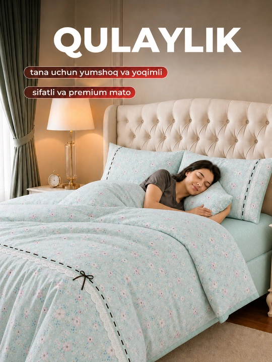 Ikki kishilik, pastel ranglar, kurjavali itoycha pastel choyshab, yostiq jildi