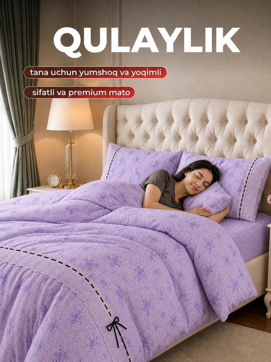 Ikki kishilik, pastel ranglar, kurjavali itoycha pastel choyshab, yostiq jildi