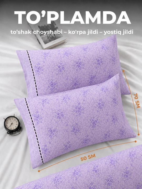 Ikki kishilik, pastel ranglar, kurjavali itoycha pastel choyshab, yostiq jildi
