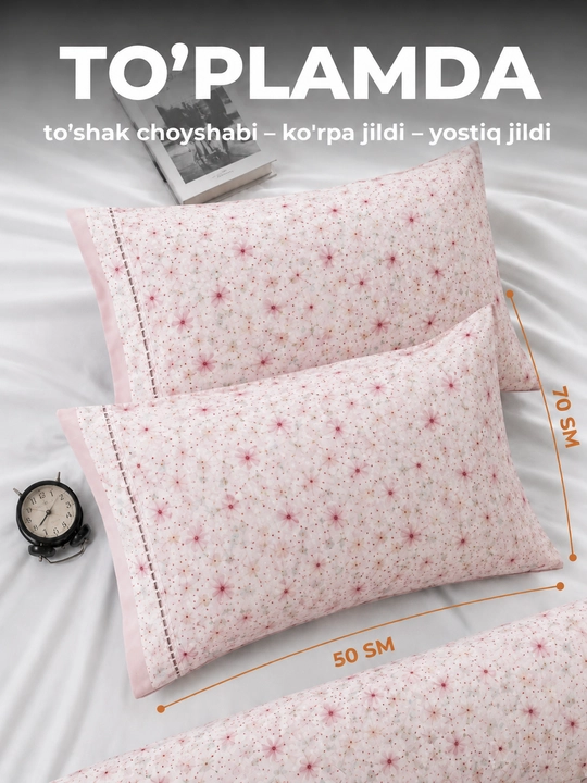 Ikki kishilik, pastel ranglar, kurjavali itoycha pastel choyshab, yostiq jildi