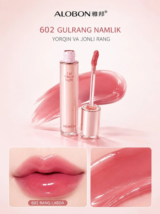 Alobon shaffof yaltiroq bo‘yoq, lab uchun namlantiruvchi yaltiroq lip glaze
