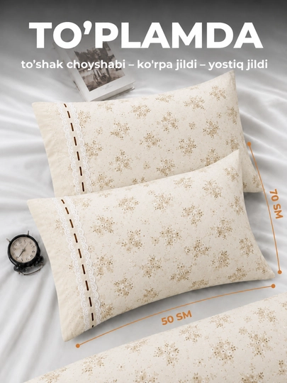 Ikki kishilik, pastel ranglar, kurjavali itoycha pastel choyshab, yostiq jildi