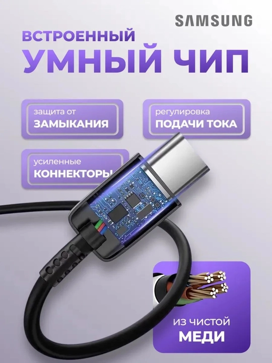 Быстрая зарядка, сетевое зарядное устройство Samsung Travel Adapter 45Вт, с кабелем Type-C