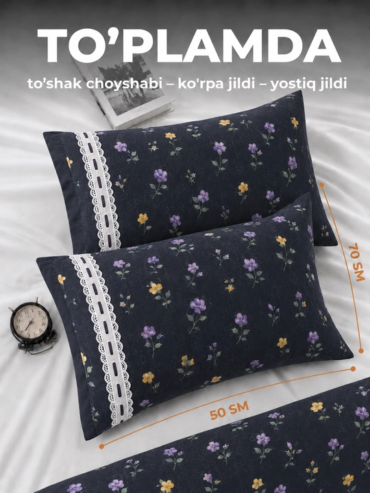 Ikki kishilik, pastel ranglar, kurjavali itoycha pastel choyshab, yostiq jildi