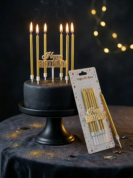 Свечи для торта Happy Birthday набор 6 шт с декоративным элементом Happy Birthday - 